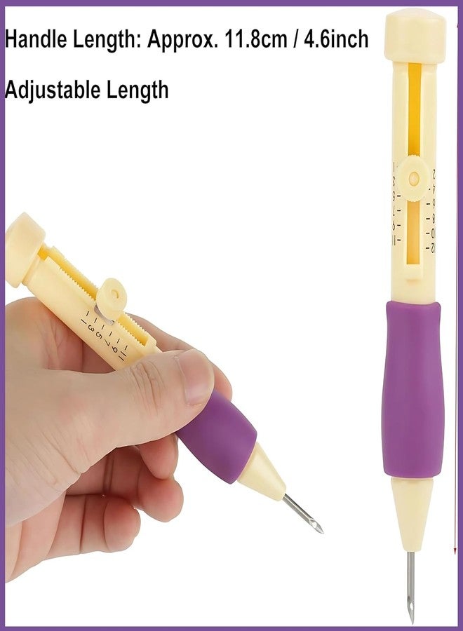 ILIKA Punch Needle Embroidery Set with 3 Interchangeable Needle Sizes, DIY Craft Tool Kit for Yarn and Embroidery Floss, Includes Threaders and Ergonomic Handle - Purple - Image 2
